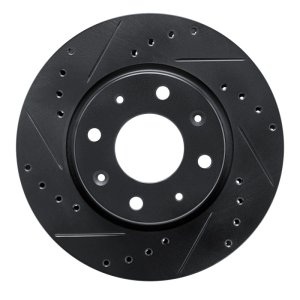 Kia Spectra Brake Rotor (1) - Front Left - R1 Concepts - Drilled & Slotted - Black - `04-`09